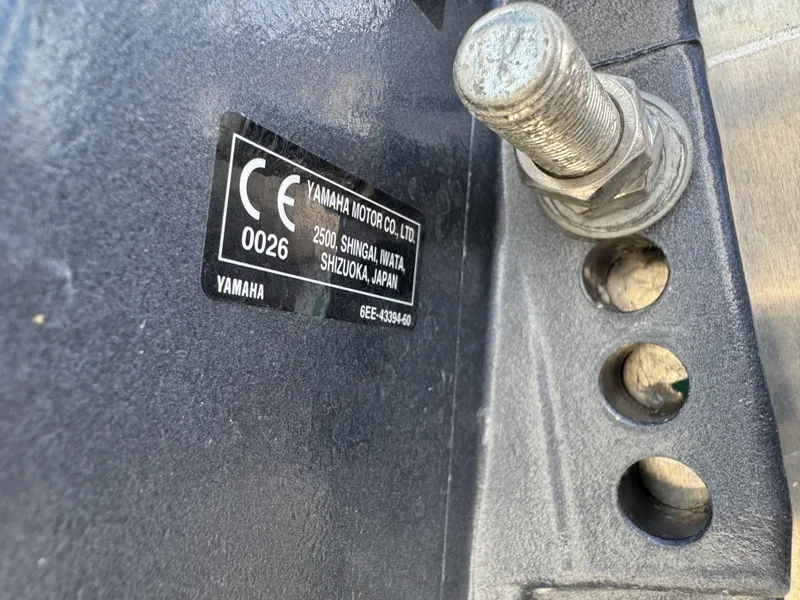 Slide: The Image of Close-up of Yamaha motor label on 2022 Bennington 22 SXSR boat. - 31