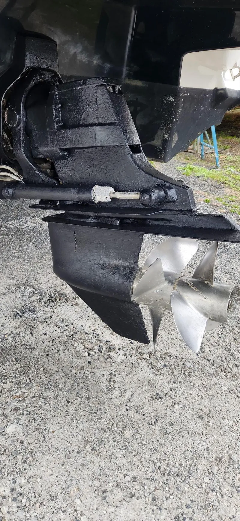 Slide: The Image of Close-up of a 2015 Monterey 264FSX boat propeller and drive system. - 17