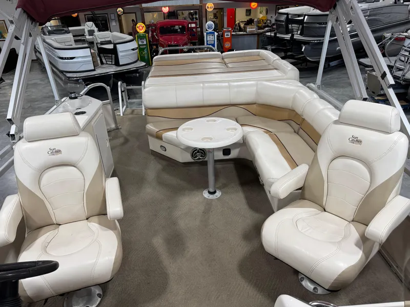 Slide: The Image of Luxurious 2008 G3 LX 26C boat interior with plush seating and table. - 9
