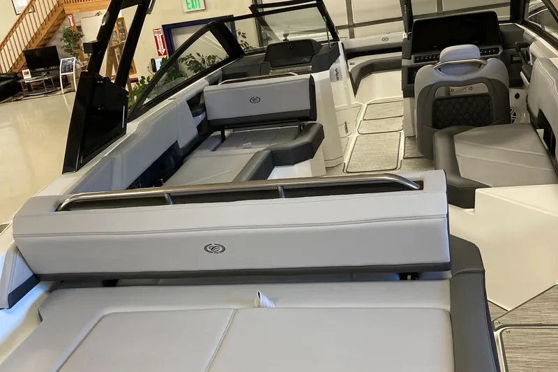 Slide: The Image of 2025 Cobalt R6 boat interior with sleek seating and modern design. - 10