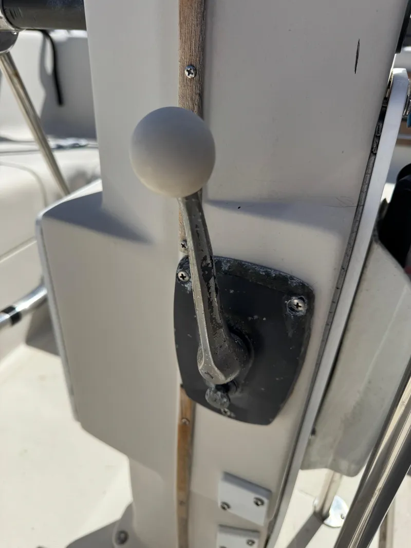 Slide: The Image of Close-up of a control lever on a 1979 Irwin Citation 39 sailboat. - 20