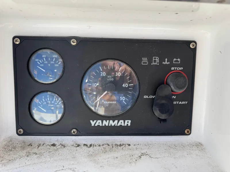 Slide: The Image of Yanmar engine control panel on 1979 Irwin Citation 39 sailboat. - 21