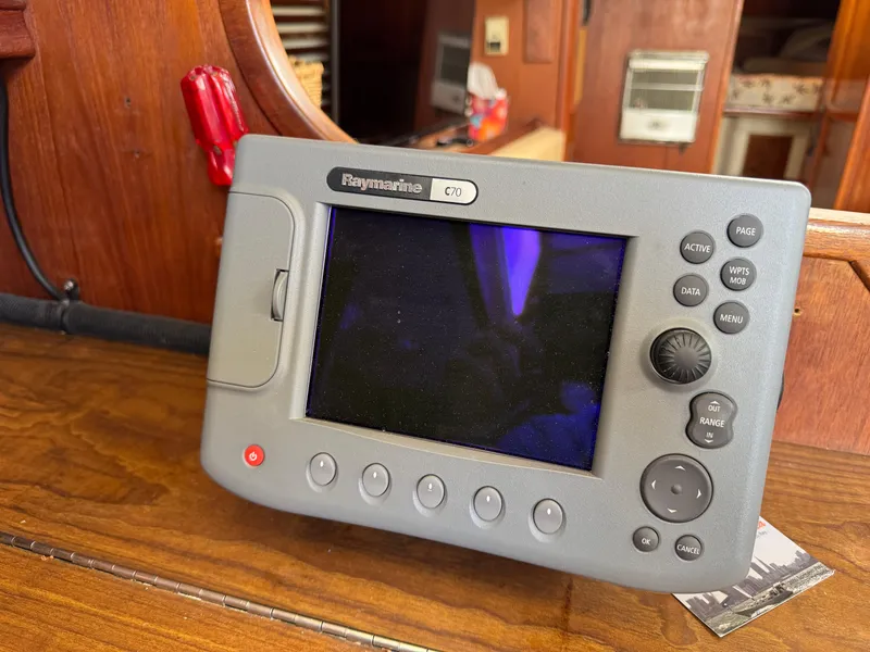 Slide: The Image of Raymarine C70 navigation system on 1979 Irwin Citation 39 yacht interior. - 24