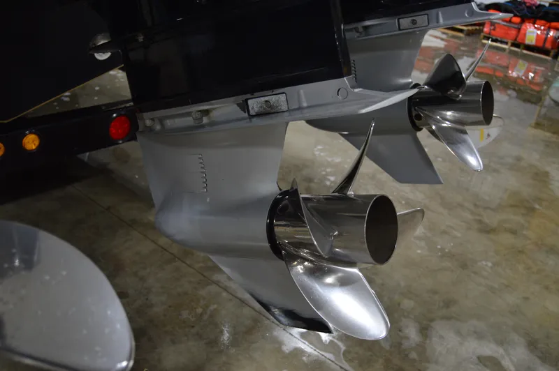 Slide: The Image of Propellers of a 2017 Statement 380 Open boat on a wet floor. - 8