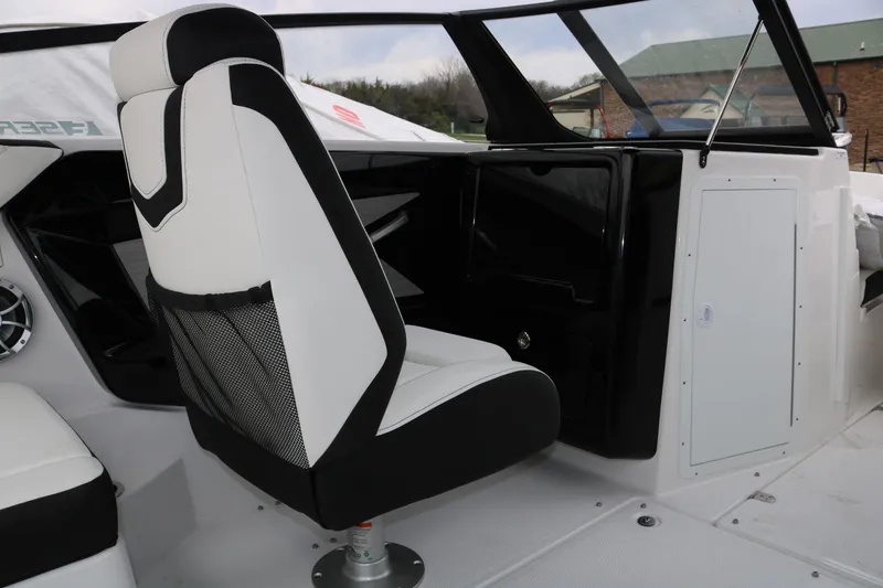 Slide: The Image of 2025 Yamaha Boats 222SE interior with sleek seating and modern design. - 8