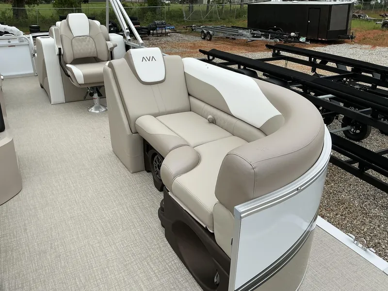 Slide: The Image of 2025 Avalon LSZ 23 Rear Lounger with beige seating and modern design. - 3