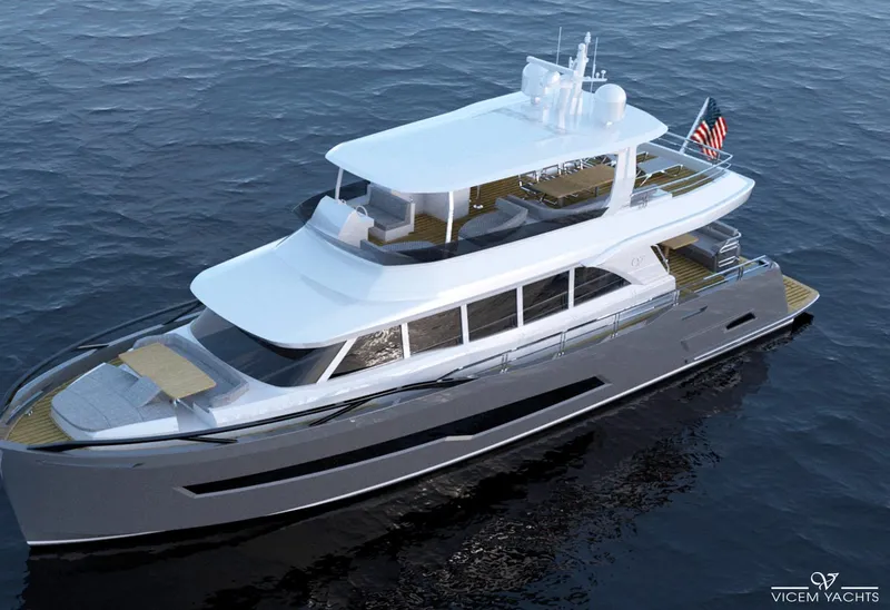 The Image of Luxury 2026 Vicem 68 yacht cruising on open water, sleek modern design. - 0