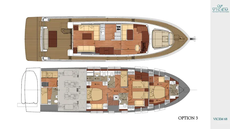 Slide: The Image of Floor plan of 2026 Vicem 68 yacht, showcasing interior layout and design options. - 4