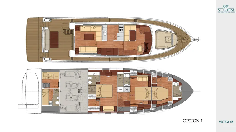 Slide: The Image of Luxurious interior of 2026 Vicem 68 yacht with modern kitchen and ocean view. - 5