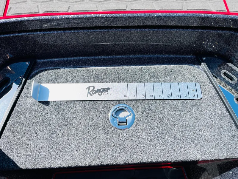Slide: The Image of 2025 Ranger Z521R Cup-Equipped boat with measuring tool on deck. - 27