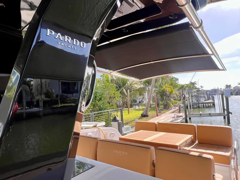 Slide: The Image of 2024 Pardo Yachts P38 luxury yacht with elegant seating and sleek design. - 29