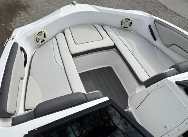 Slide: The Image of 2022 Yamaha AR190 boat interior with spacious seating and modern design. - 8