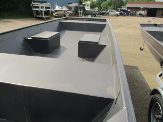 Slide: The Image of 2025 Weldcraft 1548-14219 boat, gray interior, parked outdoors on a trailer. - 3