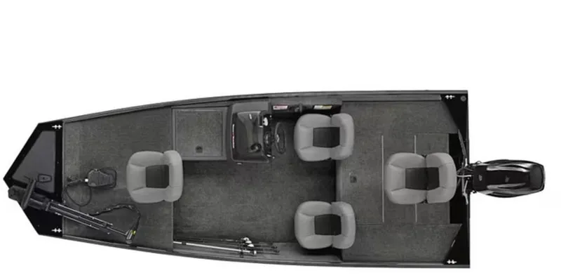 Slide: The Image of 2024 Tracker BASS TRACKER® Classic XL boat interior, featuring seating and fishing equipment. - 4