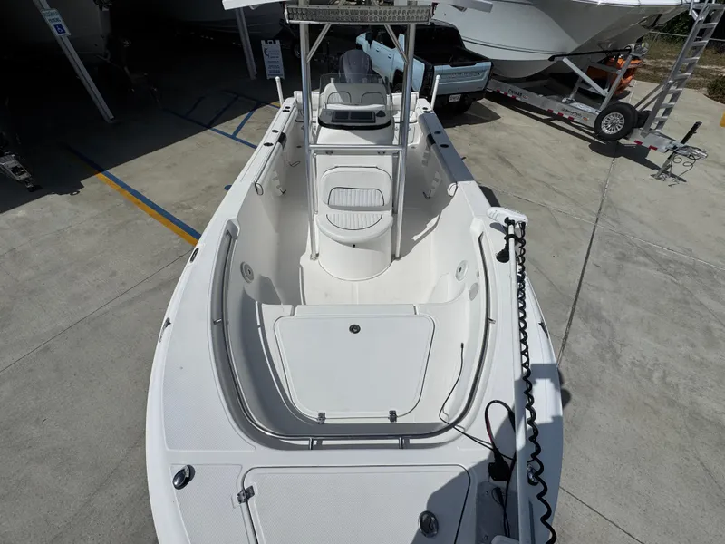 Slide: The Image of 2011 Sea Fox 236 Center Console boat on trailer, viewed from above. - 24