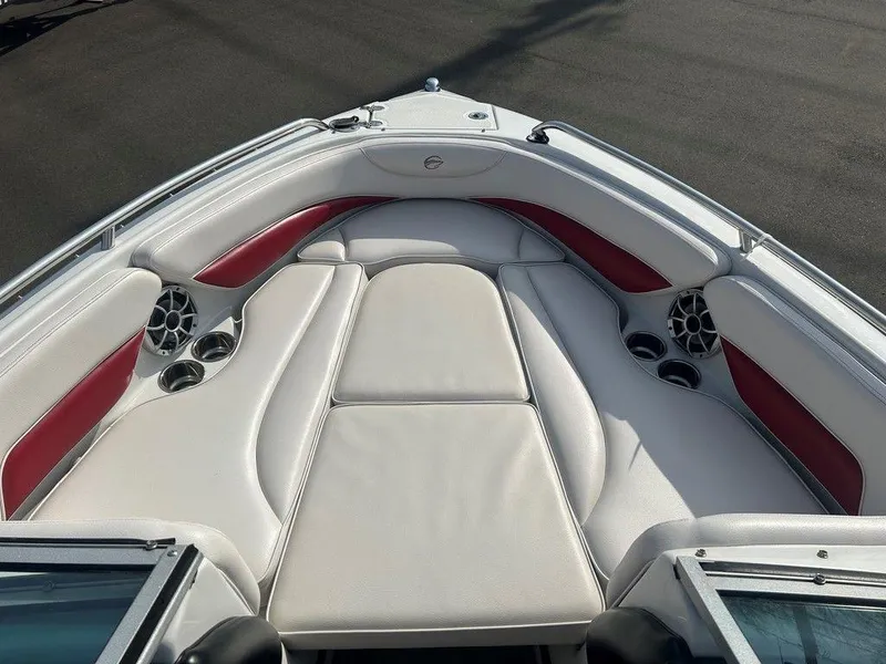 Slide: The Image of 2013 Crownline 21 SS boat interior with white and red seating. - 6