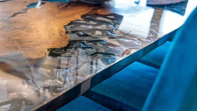 Slide: The Image of Luxurious wooden and resin table on Feadship TASIA yacht, 1997 model. - 5