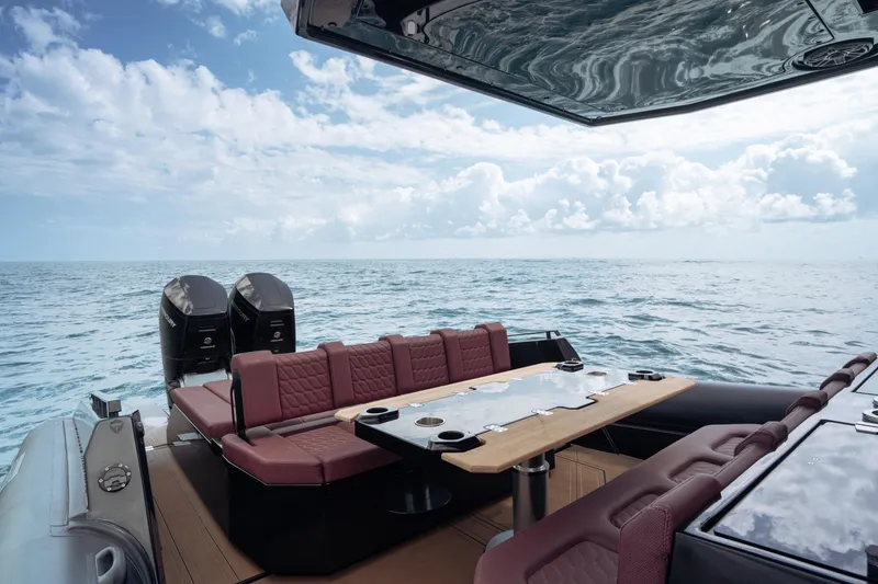Slide: The Image of Luxury Skipper-BSK 42NC yacht with elegant seating, ocean view, and modern design, 2023 model. - 17