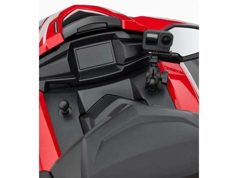 Slide: The Image of 2024 Yamaha VX Limited dashboard with camera mount, featuring sleek red and black design. - 5