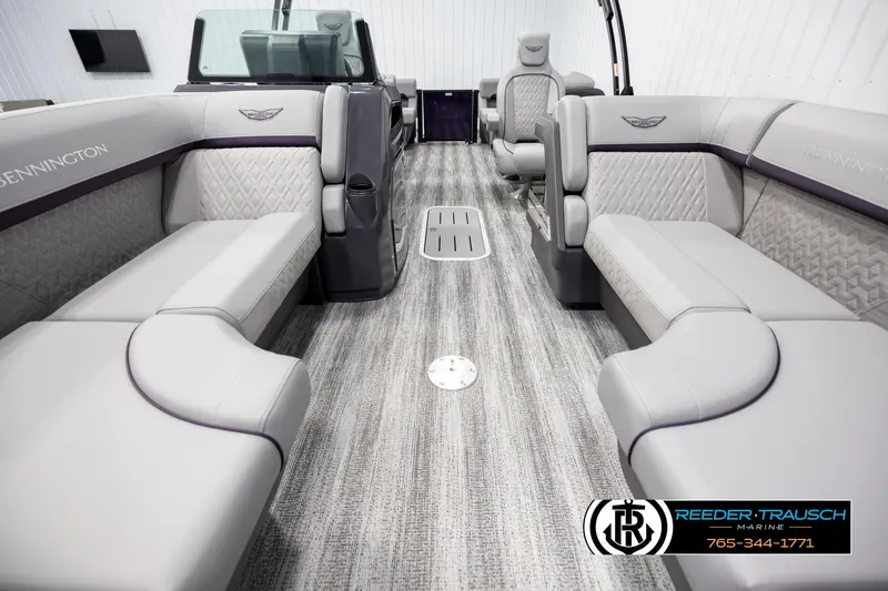Slide: The Image of 2025 Bennington 22 MFBSE boat interior with luxurious seating and modern design. - 13