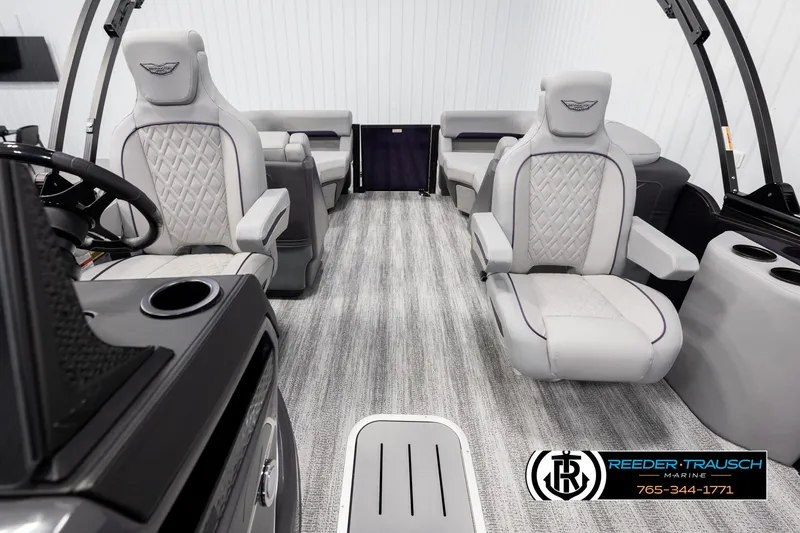 Slide: The Image of 2025 Bennington 22 MFBSE boat interior with luxurious seating and modern design. - 14