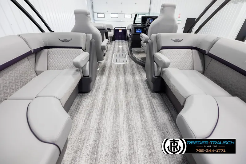 Slide: The Image of 2025 Bennington 22 MFBSE boat interior with luxurious seating and modern design. - 17