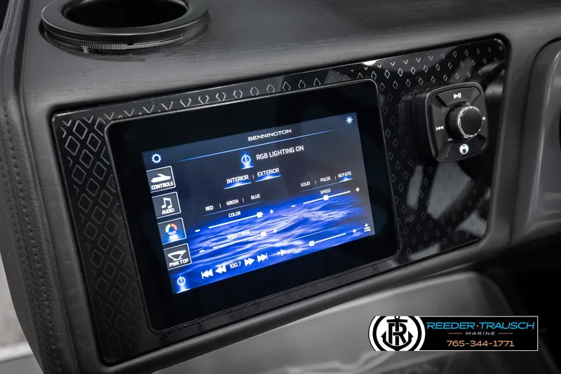 Slide: The Image of Touchscreen control panel in 2025 Bennington 22 MFBSE boat, featuring modern interface and controls. - 28