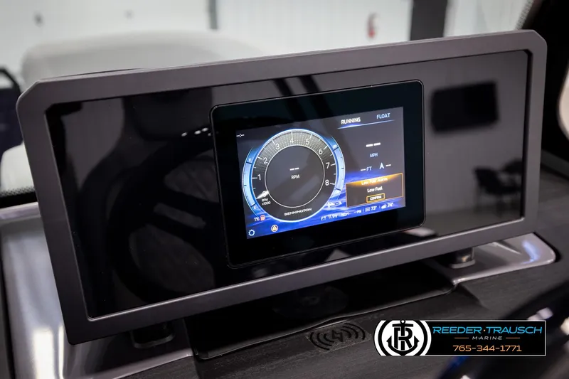 Slide: The Image of Dashboard display of a 2025 Bennington 22 MFBSE boat with digital controls. - 30