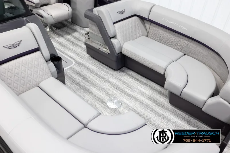Slide: The Image of 2025 Bennington 22 MFBSE boat interior with luxurious seating and modern design. - 9