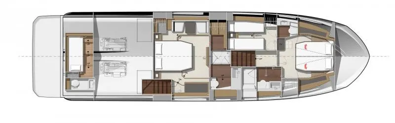 Slide: The Image of Floor plan of a 2023 Prestige 520 yacht, showcasing interior layout and design. - 29