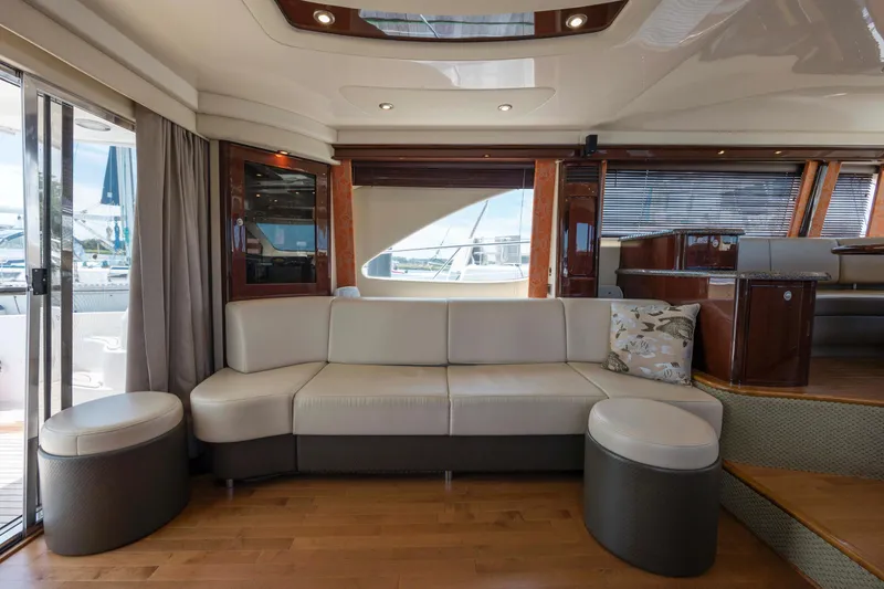 Slide: The Image of Luxurious interior of 2008 Sea Ray 58 Sedan Bridge yacht with elegant seating. - 33