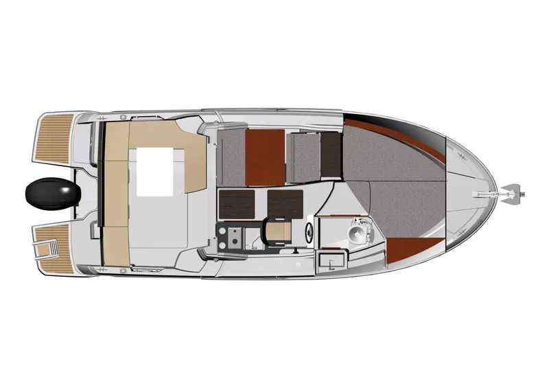 Slide: The Image of Top view layout of 2025 Jeanneau NC 795 boat, showcasing interior design and features. - 22