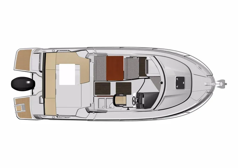 Slide: The Image of 2025 Jeanneau NC 795 boat layout, top view, showcasing interior and deck design. - 23