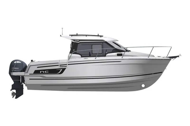 Slide: The Image of 2025 Jeanneau NC 795 Series 2 boat with Yamaha outboard motor, side view. - 48