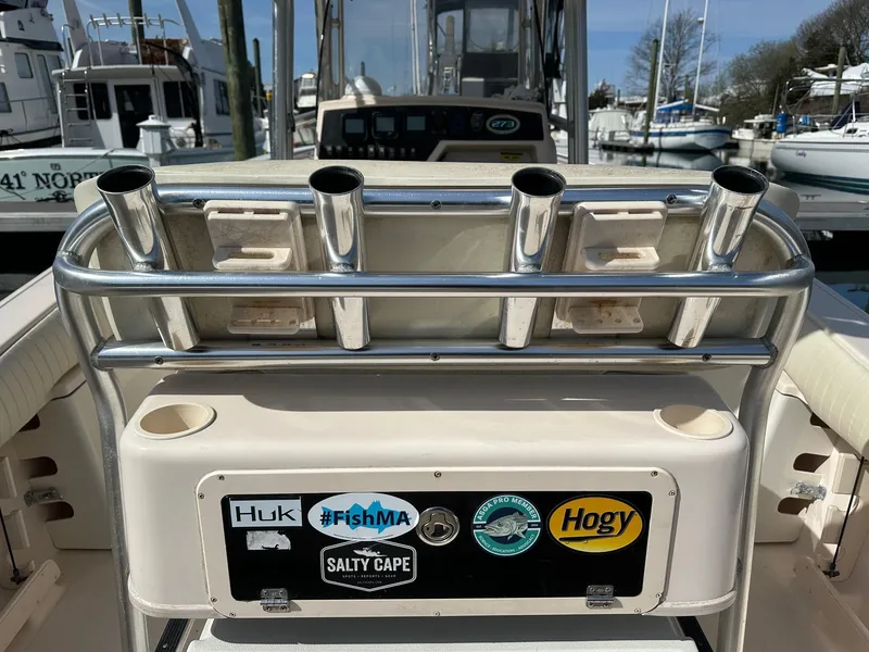 Slide: The Image of 2007 Grady-White 273 CHASE boat with rod holders and fishing gear stickers. - 13