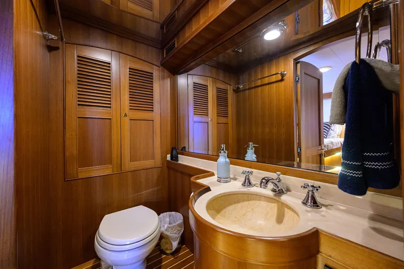 Slide: The Image of Luxurious wooden bathroom interior on 2011 Marlow 97 Explorer yacht. - 48