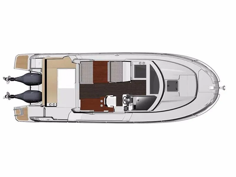 Slide: The Image of 2024 Jeanneau NC 895 boat layout, top view, showcasing interior and exterior design. - 22