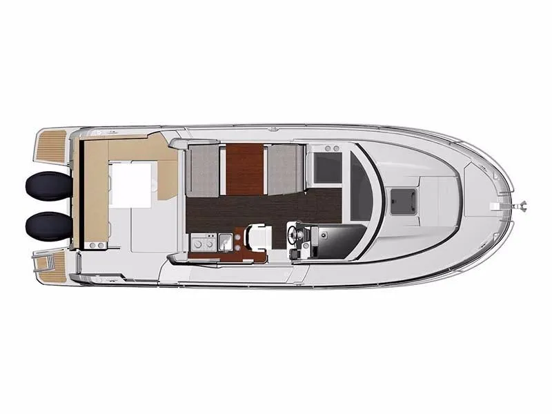 Slide: The Image of Top view of 2024 Jeanneau NC 895 boat layout with twin engines. - 23