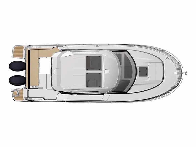 Slide: The Image of Top view of 2024 Jeanneau NC 895 boat with dual engines and spacious deck layout. - 24