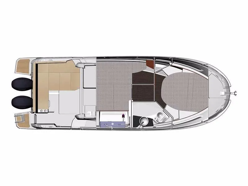 Slide: The Image of 2024 Jeanneau NC 895 boat layout, top view, showcasing interior design and features. - 21