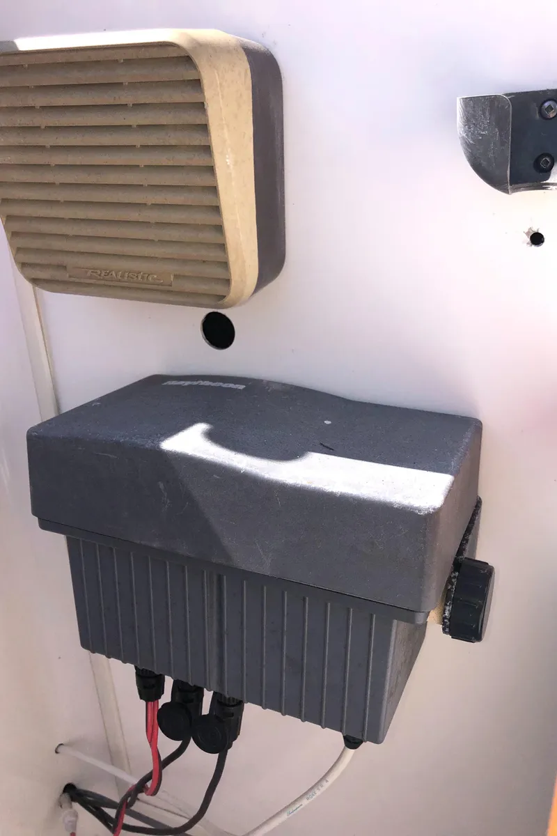 Slide: The Image of Electrical components on a 1976 Grand Banks 42 Classic boat. - 18