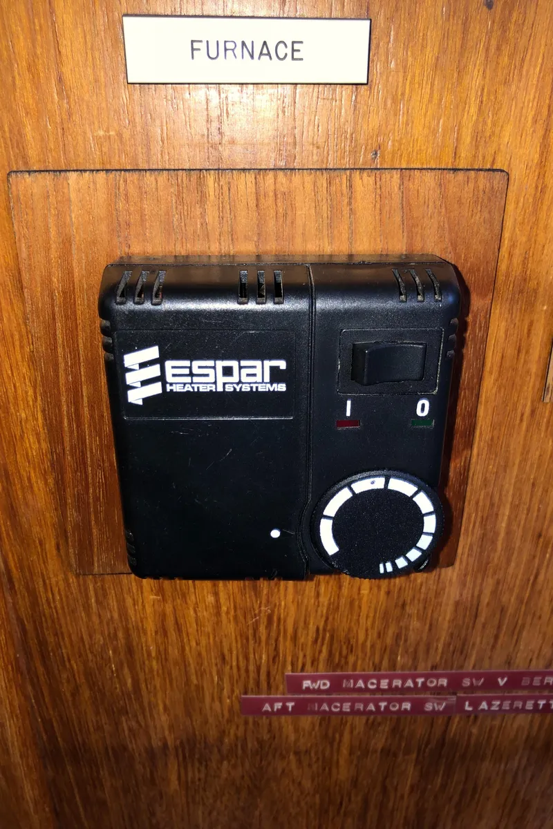 Slide: The Image of Espar heater control panel on 1976 Grand Banks 42 Classic boat. - 42