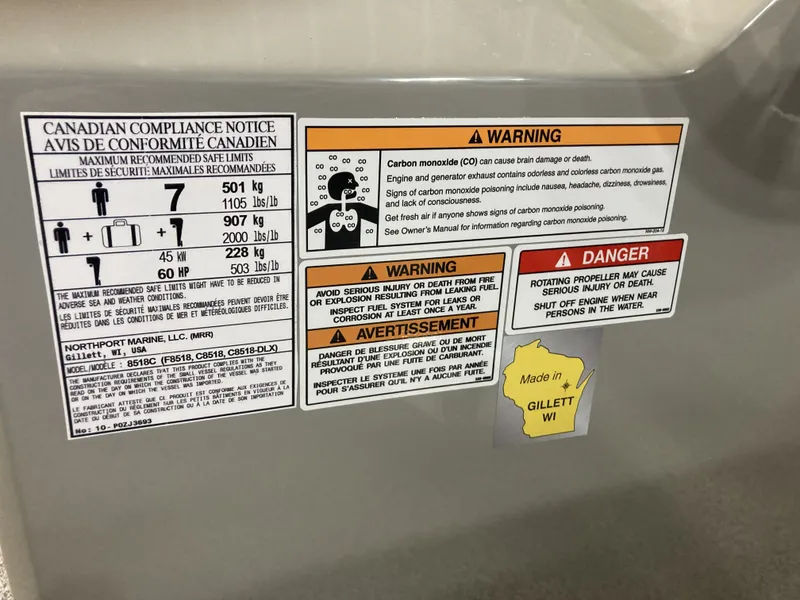 Slide: The Image of Safety and warning labels on a Montego Bay 8518 Cruise 2025. - 20