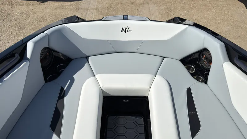 Slide: The Image of Interior of 2025 MasterCraft NXT20 with gray upholstery. - 29
