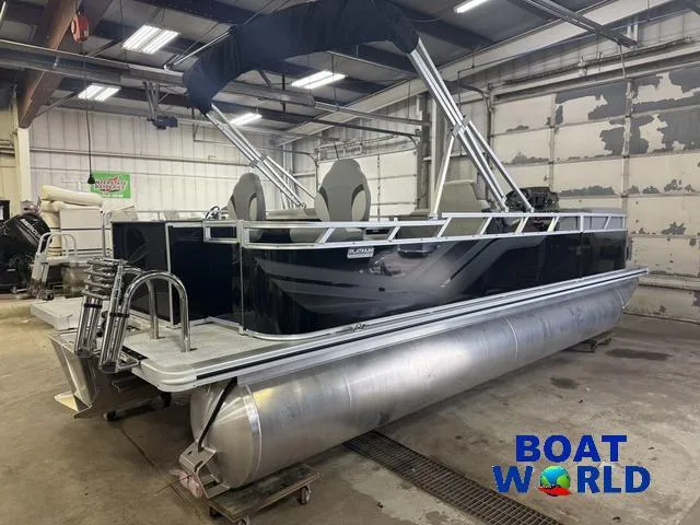 Slide: The Image of 2025 Tahoe Sport 2185 Rear Fish pontoon boat with Honda 4-Stroke EFI in a showroom. - 40