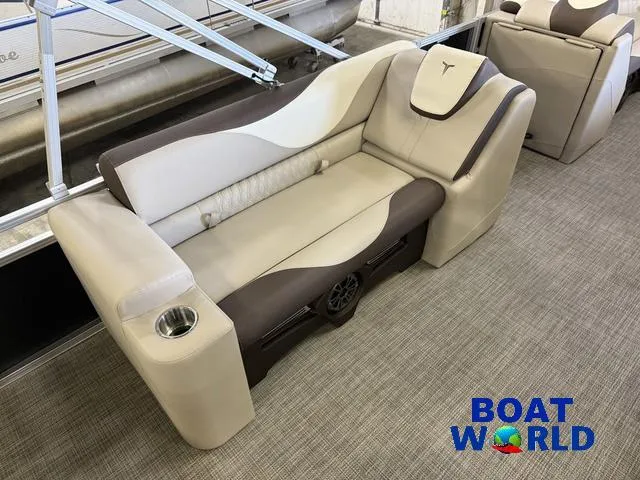 Slide: The Image of Luxurious seating on 2025 Tahoe LTZ 2385 Elite Cruise boat, featuring modern design and comfort. - 19