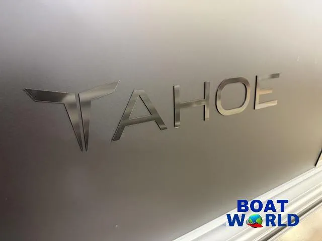 Slide: The Image of 2025 Tahoe LTZ 2385 Elite Cruise logo on sleek surface, Boat World branding visible. - 36
