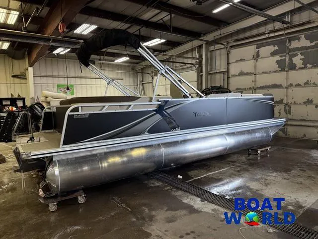 Slide: The Image of 2025 Tahoe LTZ 2385 Elite Cruise pontoon boat in a showroom. - 43