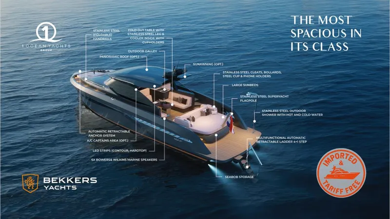 Slide: The Image of Bekkers Yachts Azur 45HT 2023, luxury yacht with spacious design and premium features on open water. - 9