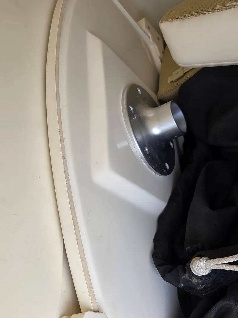 Slide: The Image of 2019 Boston Whaler 240 Dauntless boat interior detail with metal fixture. - 26